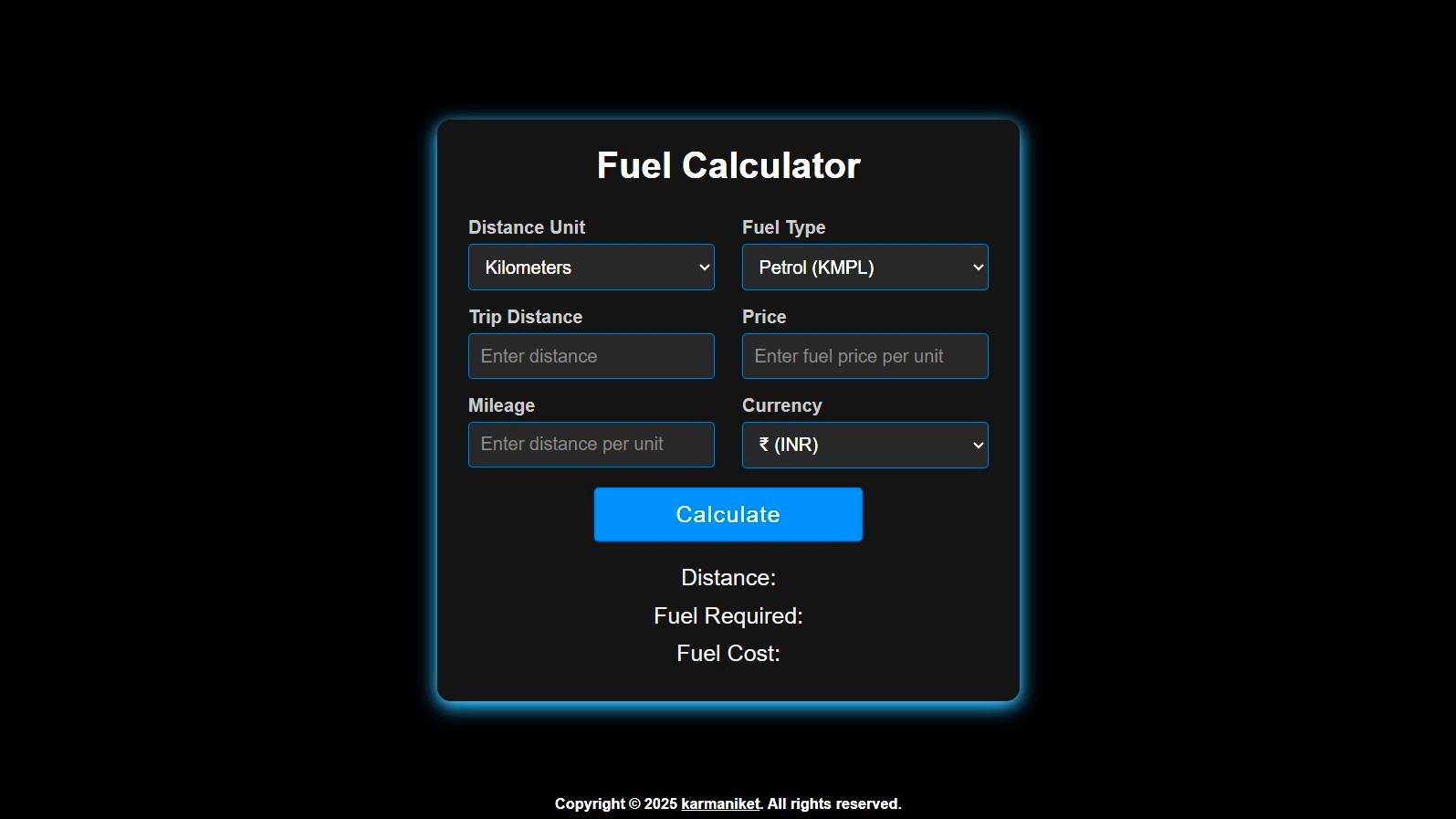 Fuel Calculator Demo